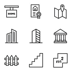Set of Real Estate Thin Line Icons - EDITABLE STROKE - EPS Vector