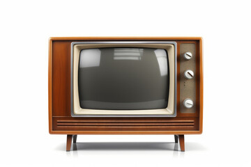 An old vintage retro tv television set isolated on a white background