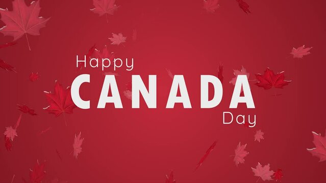 Happy Canada Day Celebration With Multiple Maple And Gradient Background.mp4
