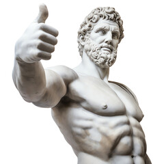 Greek statue thumbs up isolated on transparent background - Generative AI - obrazy, fototapety, plakaty