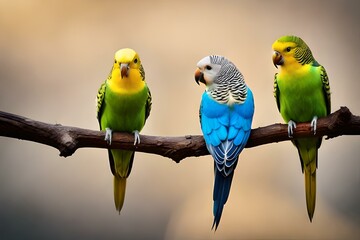 two parrots on a branchgenerated by AI technology 
