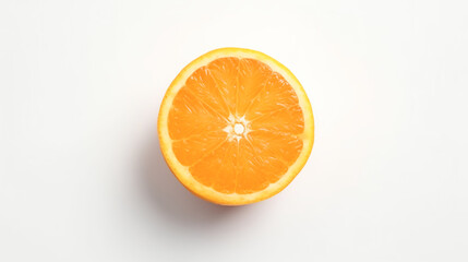Fototapeta na wymiar Citrus Delight: Half of a Juicy Orange in a Captivating Top-View Shot on a White Background