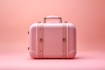 Chic Pink Getaway: Small Aesthetic Suitcase on Pink Background