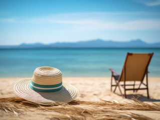 Fototapeta na wymiar Seaside Summer Getaway: Sunny Beach, Serene Ocean, and Relaxed Vibes