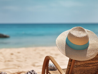 Seaside Summer Getaway: Sandy Beach, Serene Ocean, and Relaxing Deck Chair