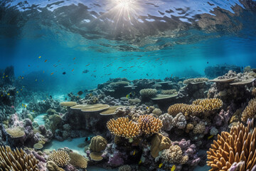Naklejka na ściany i meble Exploring the Enchanting Underwater Realm: A Visual Journey through Vibrant Corals and Diverse Marine Life