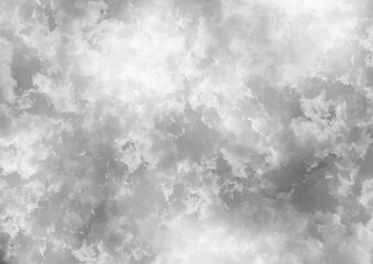 Grey vector art background with white clouds and sky. Heaven. Sun rays. Hand drawn vector texture. Monochrome abstract template for flyers, cards, poster, cover or design interior. Sunny day. Vacation