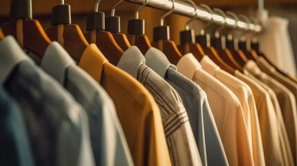 Naklejka premium Clothes on hanger in boutique