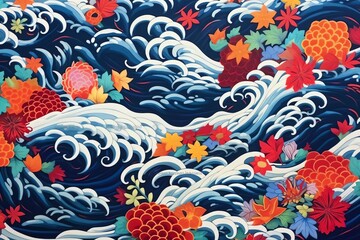 wallpaper pattern, japanese art background illustration