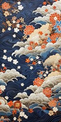 wallpaper pattern, japanese art background illustration