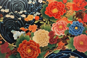 japanese art background illustration, and wallpaper pattern