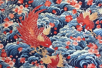 japanese art background illustration, and wallpaper pattern