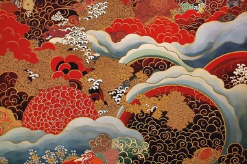 japanese art background illustration, and wallpaper pattern