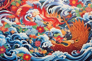Fototapeta na wymiar japanese art background illustration, and wallpaper pattern
