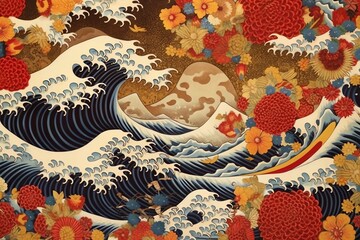 japanese art background illustration, and wallpaper pattern