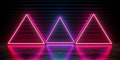 neon light sci-fi triangle design background Illustration and wallpaper