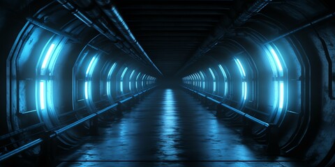 Sci-fi gate with neon lights design background and Illustration