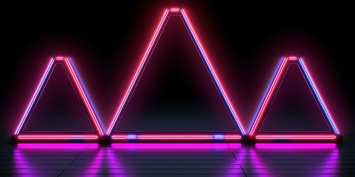 neon light sci-fi triangle  design background Illustration and wallpaper