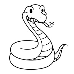 Fototapeta premium Snake children's drawing, snake drawing, snake children's illustration, snake lineart, cute snake drawing, snake isolated drawing 