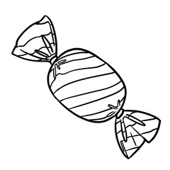 children's drawing of chewing candies, wrapped candy, candy illustration, child candy lineart.