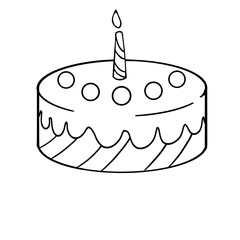 child's drawing of cake, wrapped candy, birthday cake illustration, child's cake lineart. birthday cake.