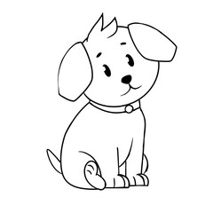 dog childish illustration, cute dog drawing, puppy. lineart of a puppy, children's drawing of a puppy, illustration of a puppy.

