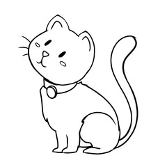 Fototapeta premium cat drawing, cat lineart, cat children's illustration, white background, kitten drawing, kitten lineart, kitten children's illustration, white background