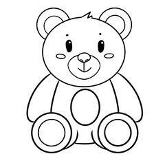 Obraz premium teddy bear cartoon, teddy bear lineart, children's teddy bear illustration, white background 