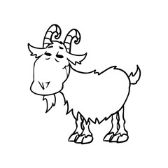goat drawing, goat lineart, kid illustration of goat, white background
