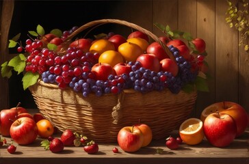 Fototapeta na wymiar A Basket of Fruit . Generative AI