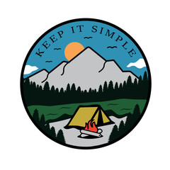 Camping logo, nature logo vector design, outdoor adventure, hiking logo vector. Keep it simple logo vector