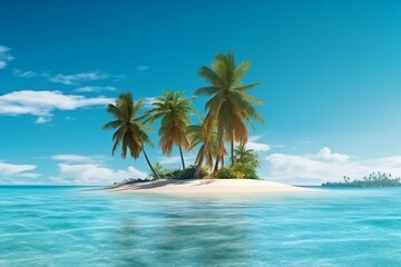 Fototapeta na wymiar beach with palm trees, beautiful sandy beach, Tropical beach, Generative AI