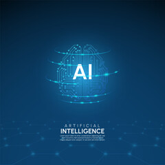 Artificial intelligence network concept background template Vector illustration.