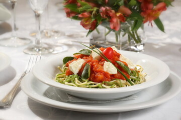 Paglia Fieno à Primavera, classic Italian pasta dish