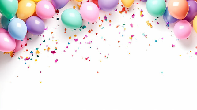 Birthday Balloons on the White Background Created with Generative AI Technology
