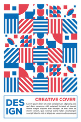 cover with a pattern of geometric figures in various colors of the american flag