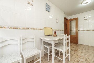 White and gray extendable kitchen table