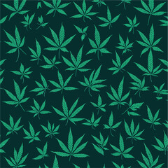 Marijuana seamless pattern vector. Light green cannabis leaf floral texture design