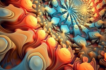 Abstract surreal futuristic fractal background or backdrop. AI generated, human enhanced.