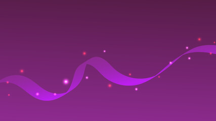 Abstract purple waveform ribbon and glitter on background.