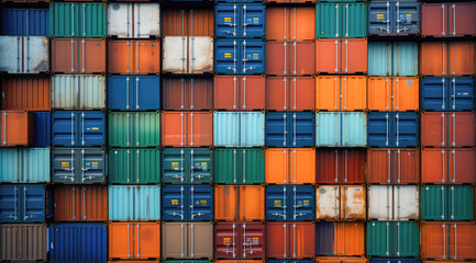 A large pile of colorful shipping containers, seamless, pattern 