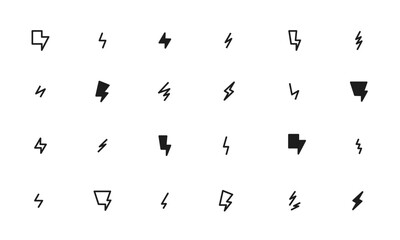 稲妻のアイコンセット/雷/電気/火花/要素/イラスト/ベクター