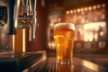 Fototapeta na wymiar A glass of beer - Generative AI