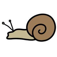 Brown snail. Hand drawing cartoon.