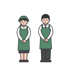 スーパーマーケットの店員男女全身イラスト2