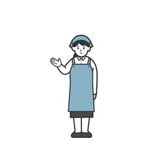 紹介するスーパーの女性店員の全身イラスト