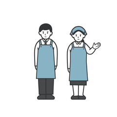 スーパーマーケットの店員男女全身イラスト1