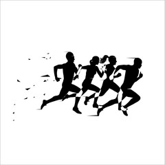 silhouette of a runners