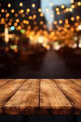 배경이 흐릿한 빈 나무 테이블 상판. 인공지능 생성
