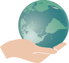 hand holding earth vector